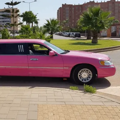 Limusina Lincoln Rosa o Blanca para celebrar desepdidas de soltera y soltero en Sevilla. Además también está disponible para cumpleaños, graduaciones, fiestas de amigos y aniversarios. Incluye música, luces y dos botellas de cava o lambrusco.